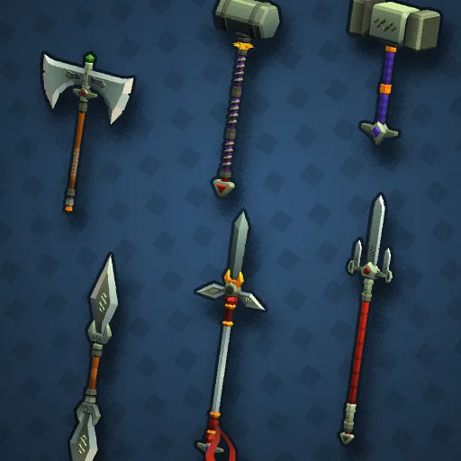 Free Low Poly Modular Medieval Weapons 3D