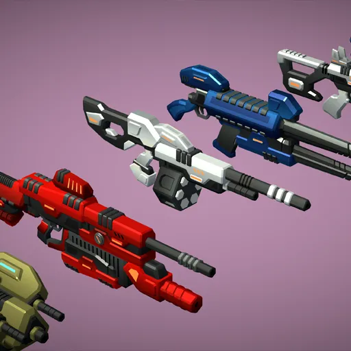 Low Poly Modular SciFi Weapons 3D